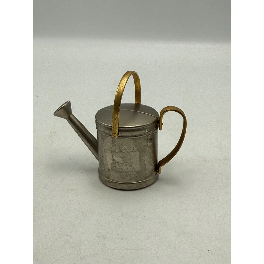 Elgin Miniature Watering Can Desk Clock Quartz Novelty Two Tone Silver Gold